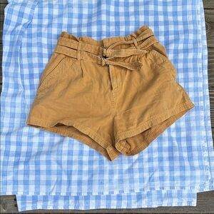 High-Waist Paperbag Women’s Shorts in Tan with Belt